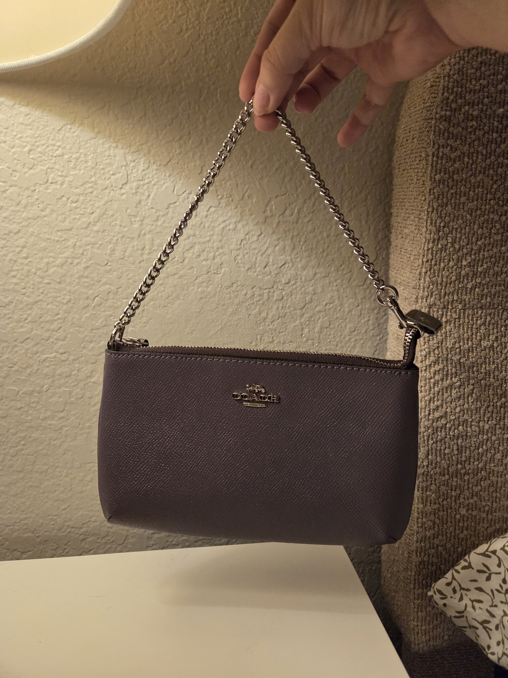 Coach Purple Crossgrain Leather Wristlet / Mini Purse